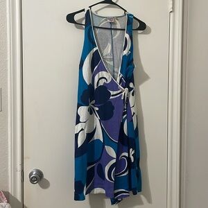 Roxy Colorful Floral Wrap Dress Size L